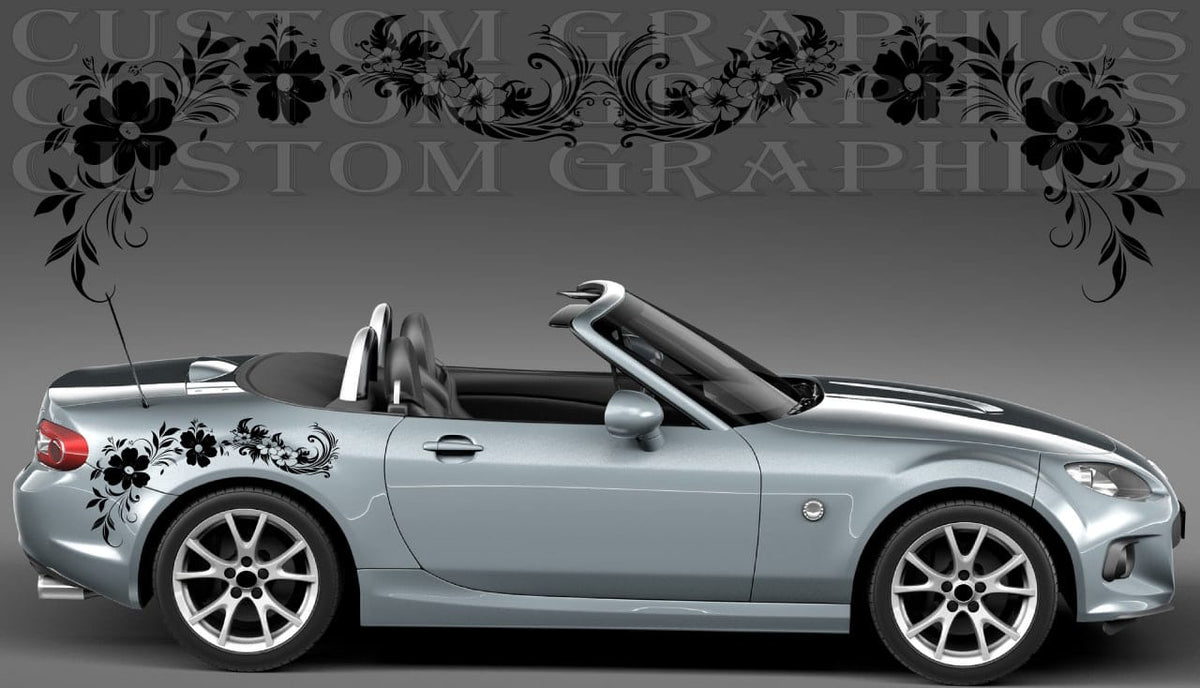 Elegant floral branch decals for Mazda MX-5 rear fenders