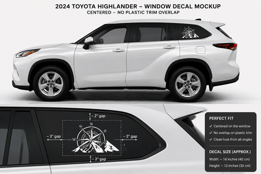 Premium Window Vinyl Sticker Toyota Highlander 2024 Compass Design