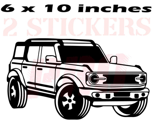 Vinyl 2 Stickers Ford Bronco Car Interior Table Decal Man Gifts wall decal Size: 6 x 10 inches.