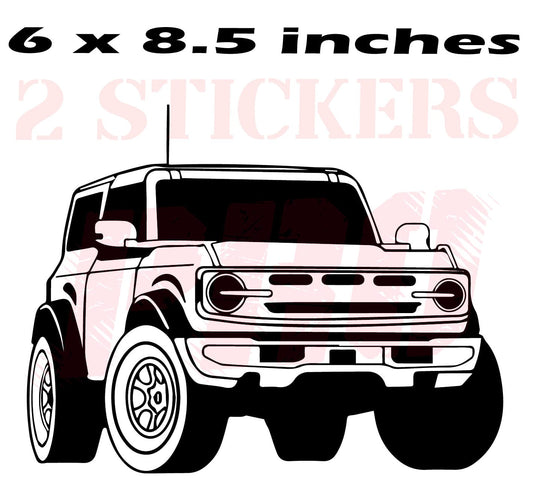 Vinyl 2 Stickers Ford Bronco Car Interior Table Decal Man Gifts wall decals Size: 6x8.5 inches.