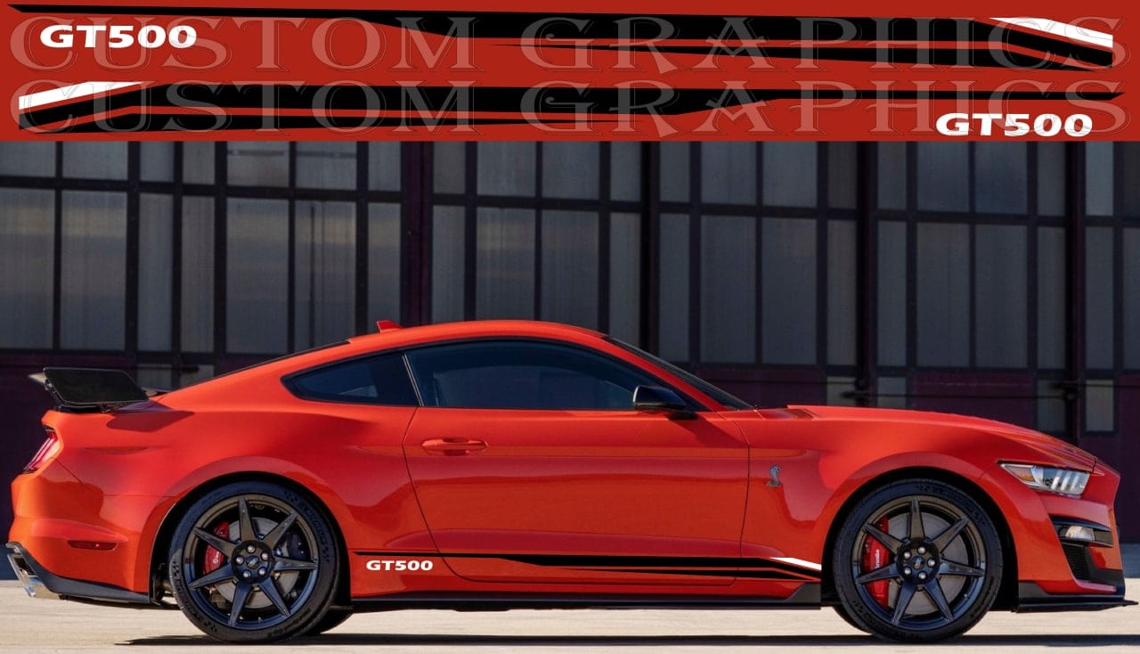 Autocollant compatible avec Ford Mustang Design unique gt 500 Racing Line 