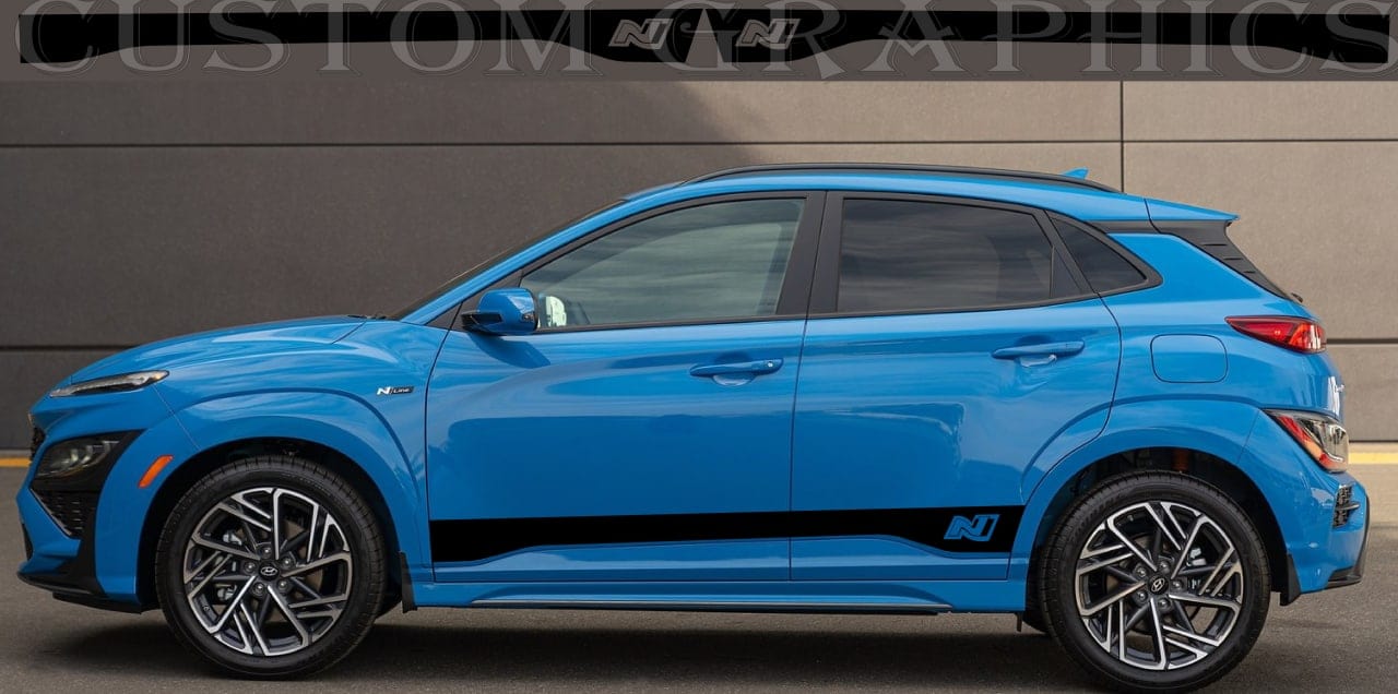 Premium Sticker Compatible with Hyundai Kona Vinyl Side Door Decal Classic N1 design
