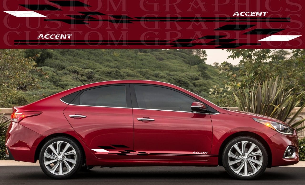 Stripes Compatible with Hyundai Accent Finish Design Vinyl