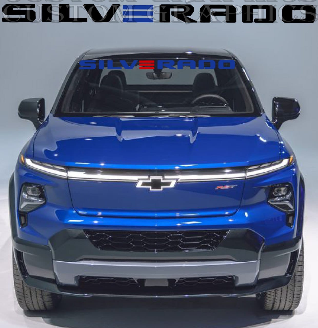 Autocollant en vinyle compatible avec la conception de fenêtre Chevrolet Silverado EV RST