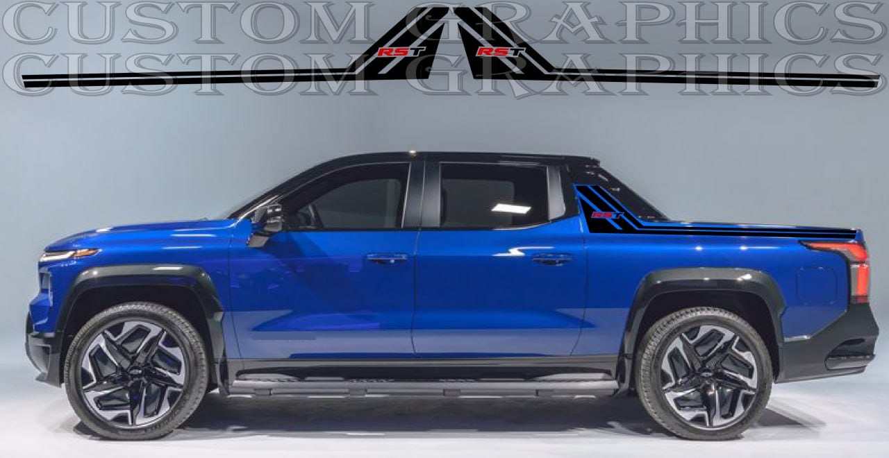 Autocollant en vinyle compatible avec le design de style Up de Chevrolet Silverado EV RST