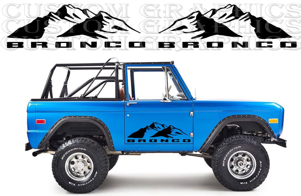 Premium Vinyl Stickers Decals Compatible With Ford Bronco 1th gen 1966-1977 Mountain Design
