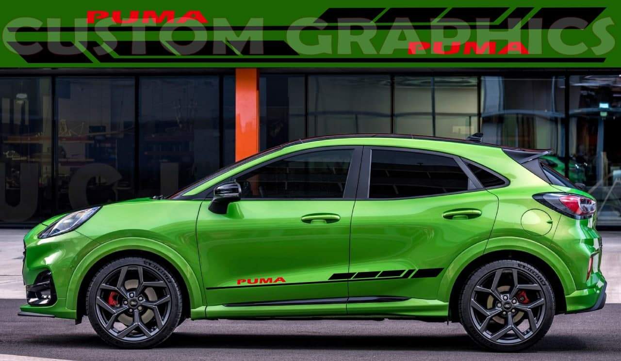 Vinyl Graphics 2 Color Decal Sticker Vinyl Side Racing Stripes compatible with Ford Puma