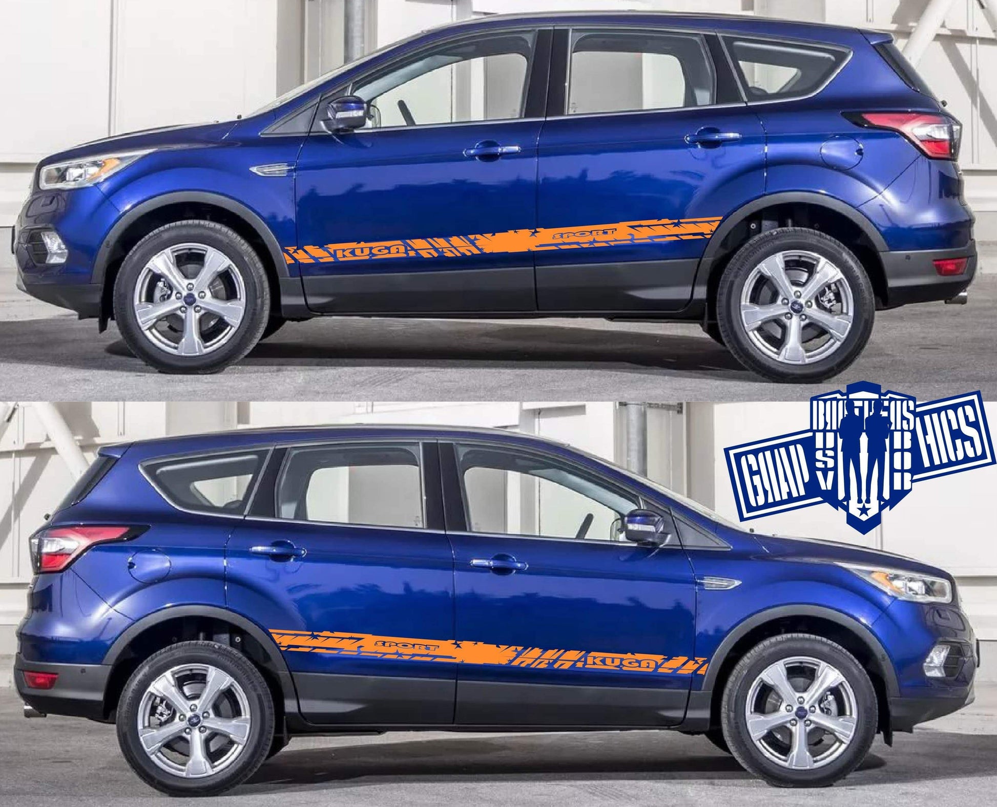 2x Decal Sticker Vinyl Side Racing Stripes for Ford Kuga - Brothers-Graphics
