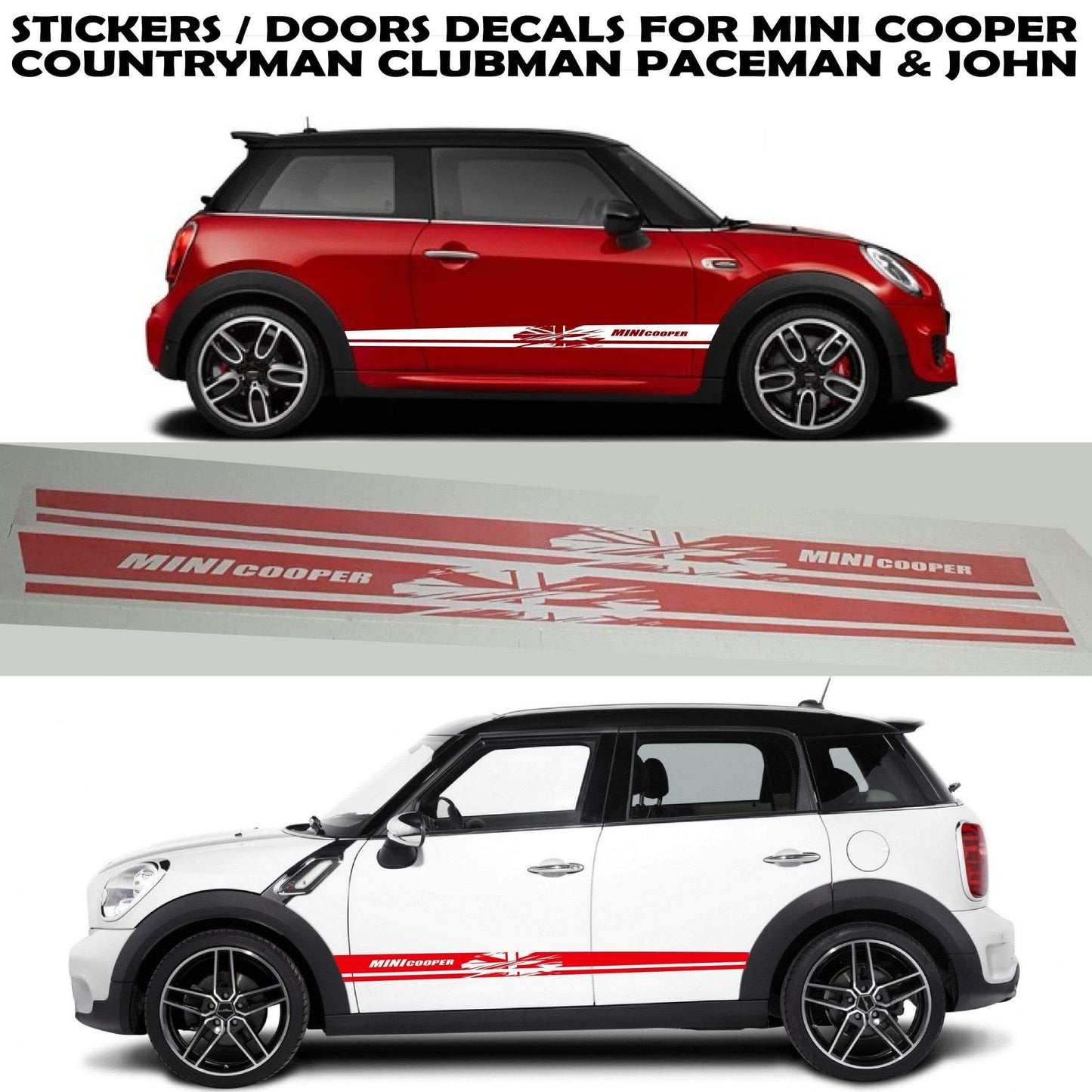 Premium Vinyl Stickers Mini Cooper Clubman John Cooper Countryman UK Flag Design