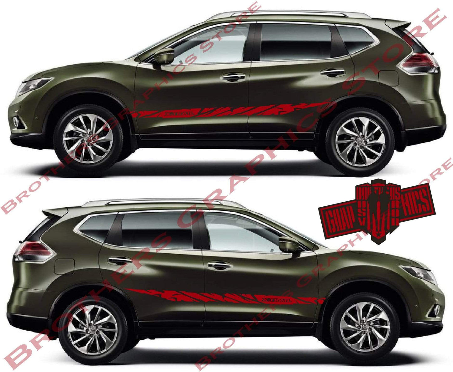 2x Decal Sticker Vinyl Side Racing Stripes for Nissan X-Trail - Brothers-Graphics