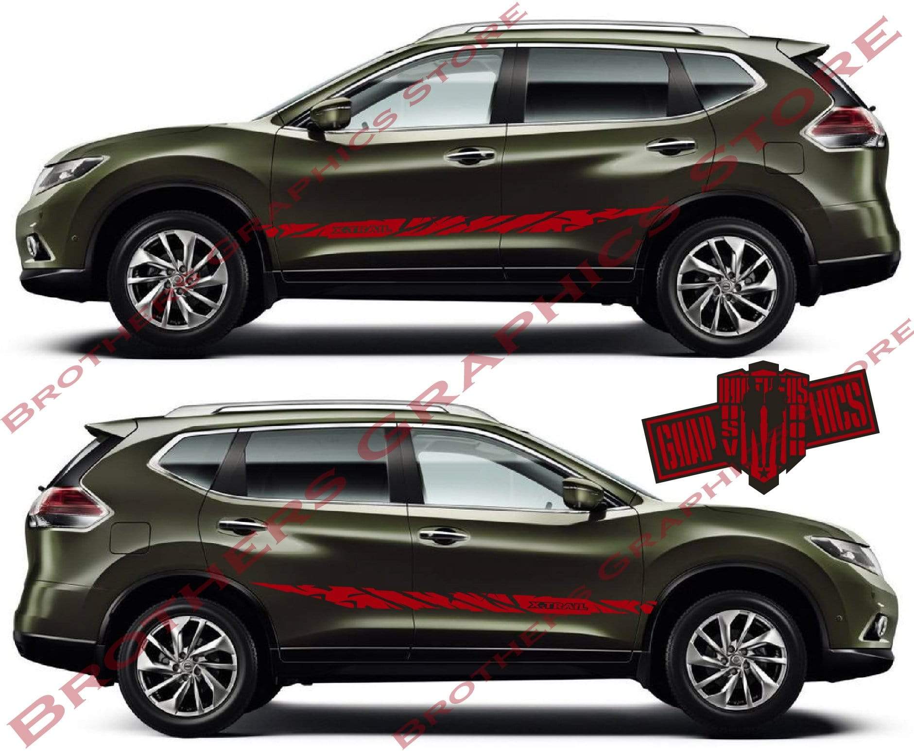 2x Decal Sticker Vinyl Side Racing Stripes for Nissan X-Trail - Brothers-Graphics