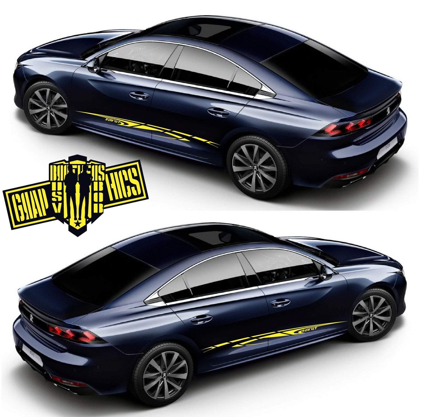 2x Decal Sticker Vinyl Side Racing Stripes for Peugeot 508 - Brothers-Graphics
