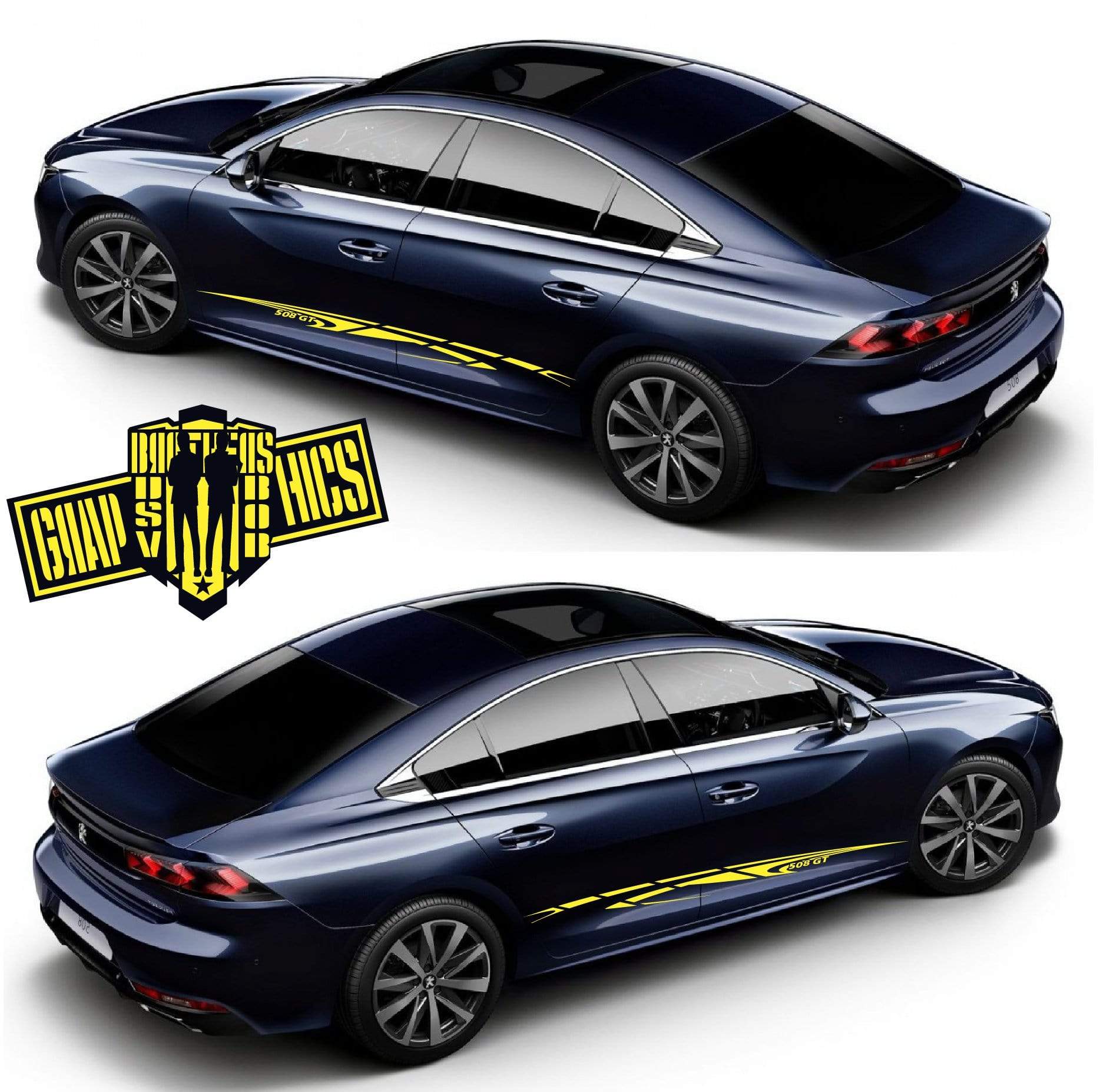 2x Decal Sticker Vinyl Side Racing Stripes for Peugeot 508 - Brothers-Graphics