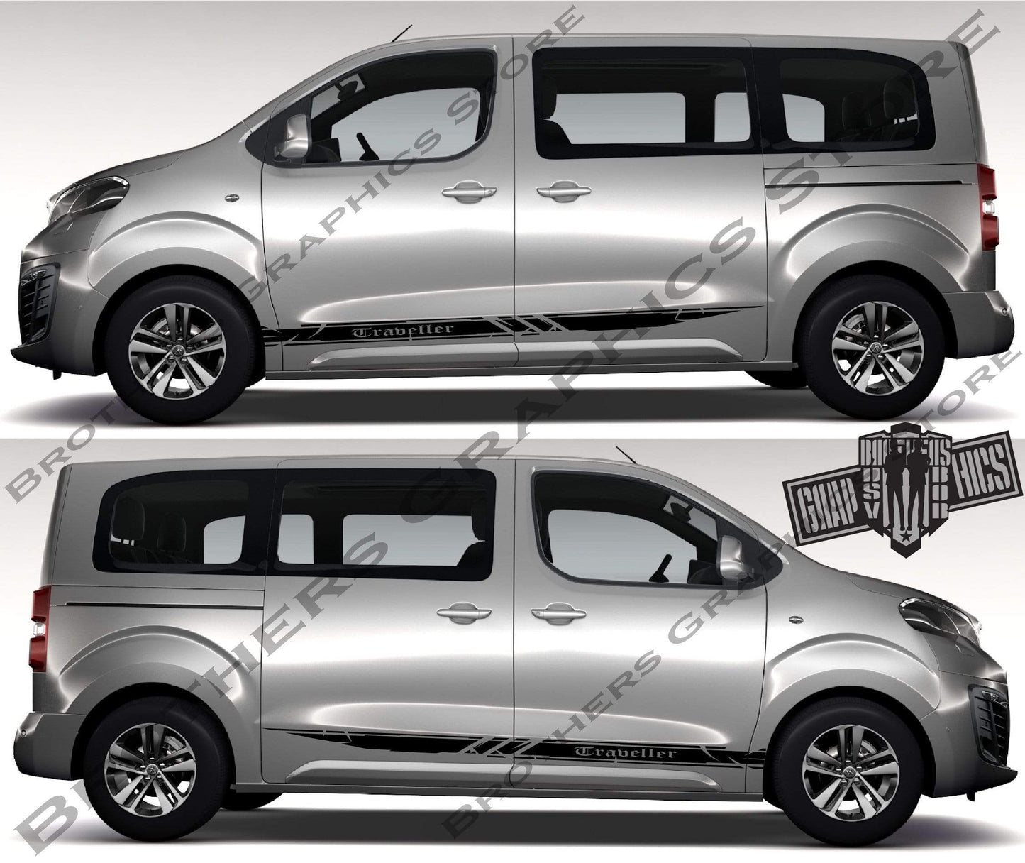 2x Decal Sticker Vinyl Side Racing Stripes for Peugeot Traveller - Brothers-Graphics