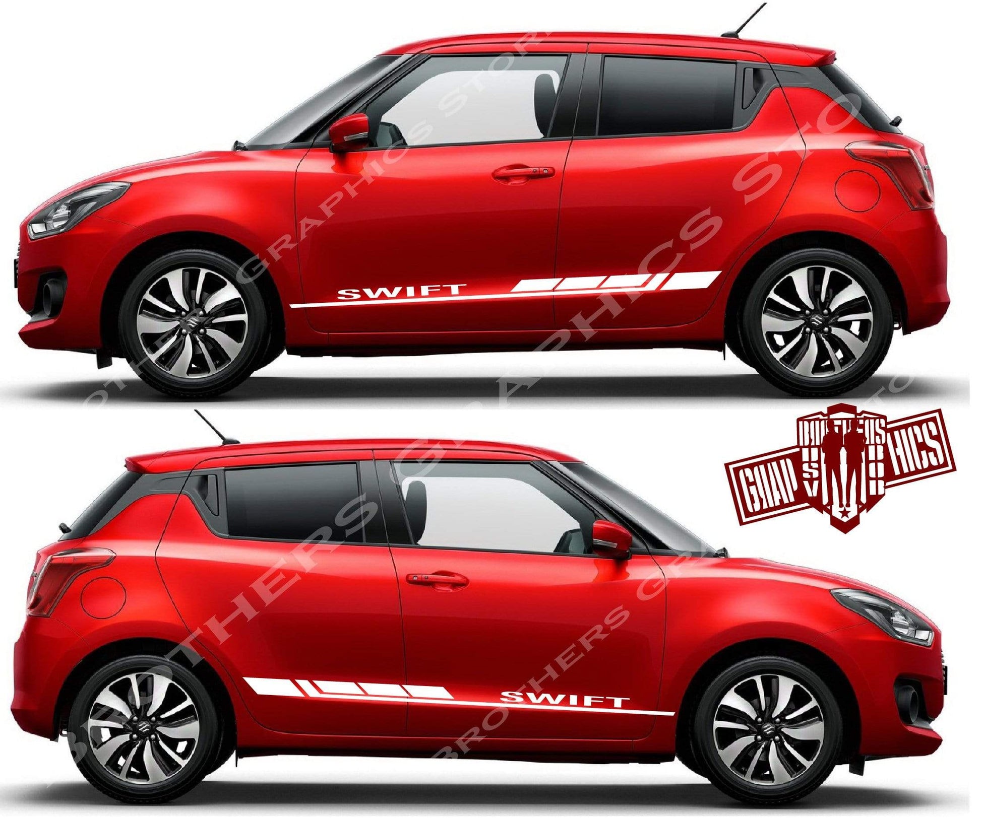 2x Decal Sticker Vinyl Side Racing Stripes for Suzuki SWIFT - Brothers-Graphics