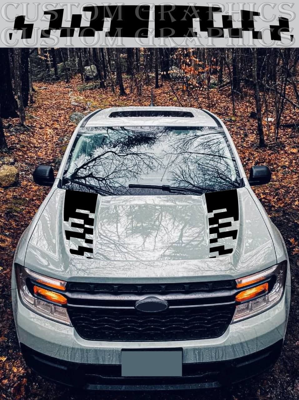 Vinyl Graphics 2x Pattern Hood Line Design Stickers Vinyl Graphics Compatible With Ford Maverick