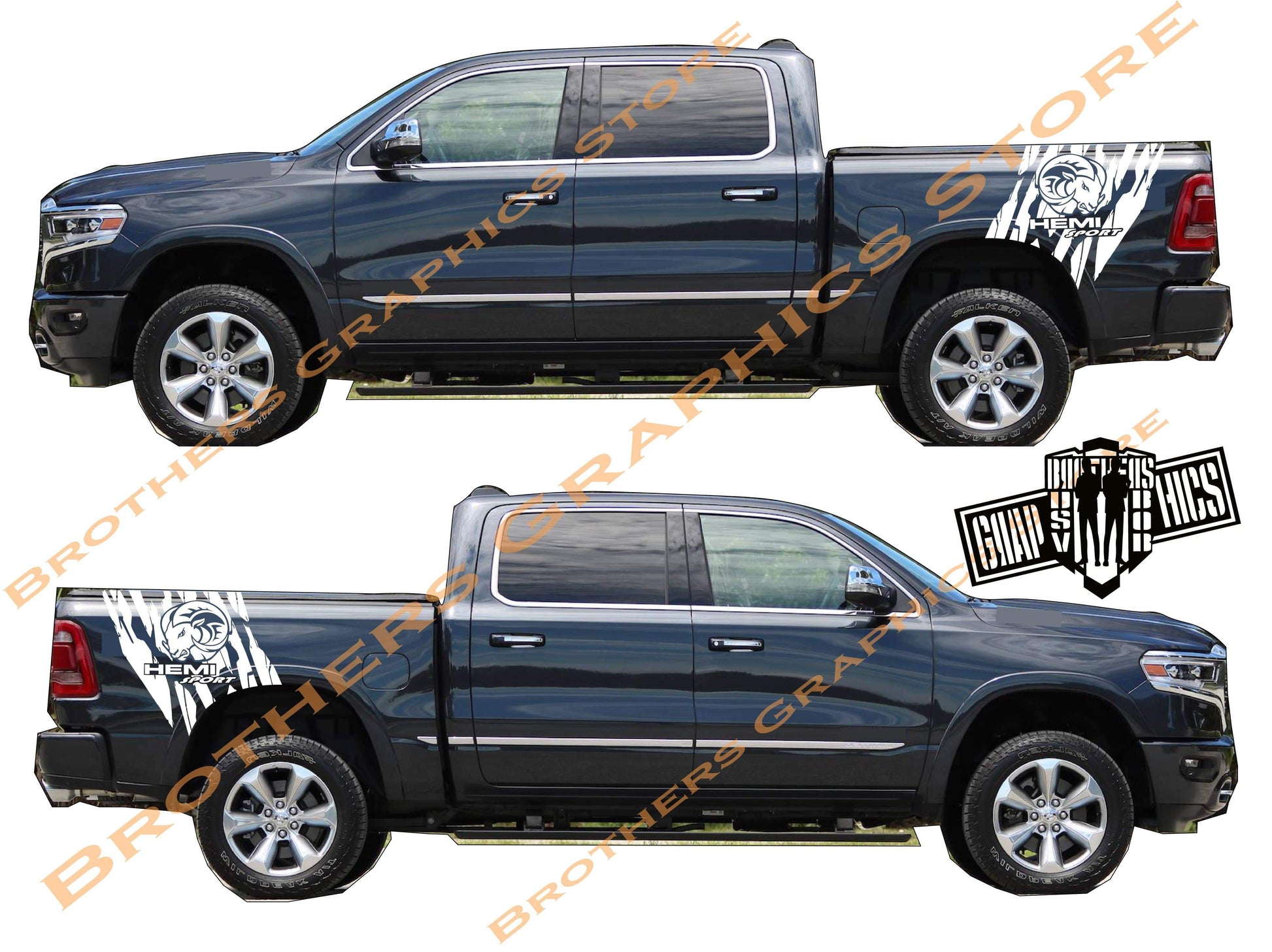 Ram Decals Stripes Decal Sticker Graphic Compatible with Dodge RAM - Brothers-Graphics