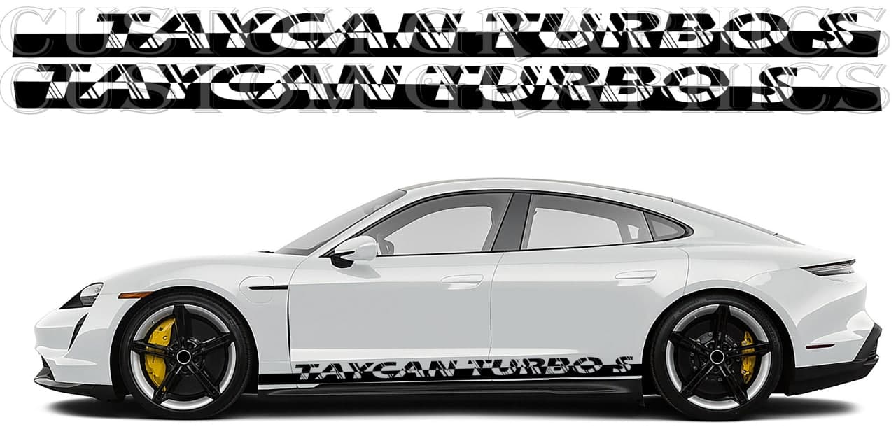 Vinyl Graphics 2x Sticker Classic Logo Design Vinyl Decal Compatible With Porsche Taycan