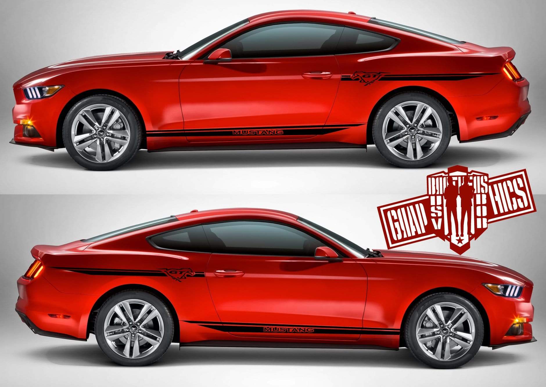 4x Custom Racing Line Stickers Car Side Vinyl Stripes For Ford Mustang - Brothers-Graphics