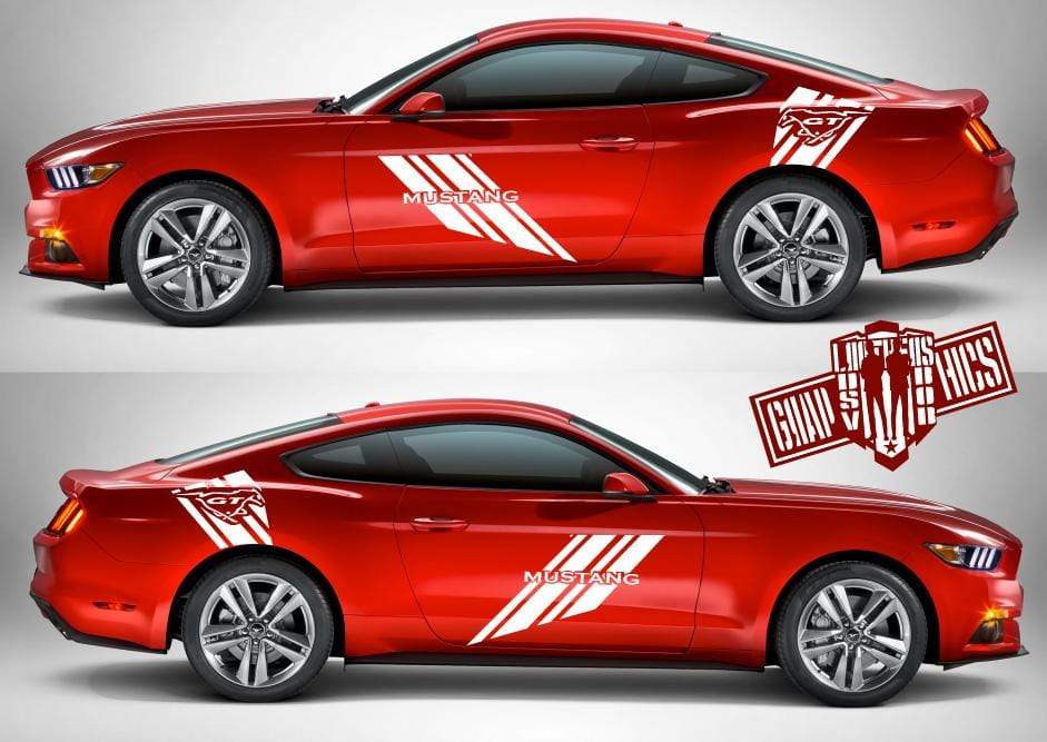 4x Style Racing Line Sticker Car Side Vinyl Stripes For Ford Mustang 2005-2020 - Brothers-Graphics