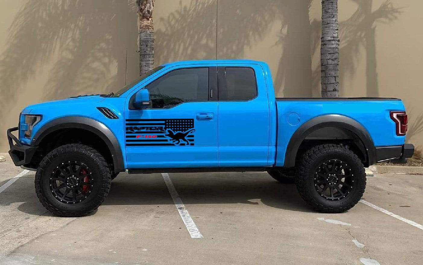 Amarecian Flag Racing Stripes Decals Vinyl Graphics For Ford F-150