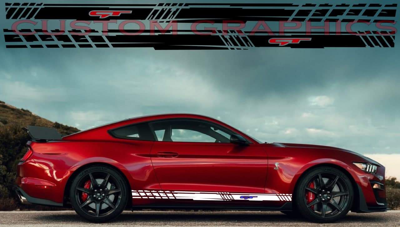 Vinyl Graphics Best Design Custom Racing Line Stickers Car Side Vinyl Stripes Compatible with Mustang