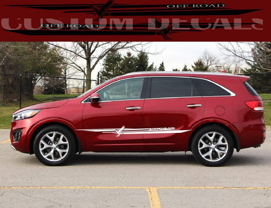 Vinyl Graphics Best Line Eagle design Decal Sticker Vinyl Side Racing Stripes Compatible with Kia Sorento