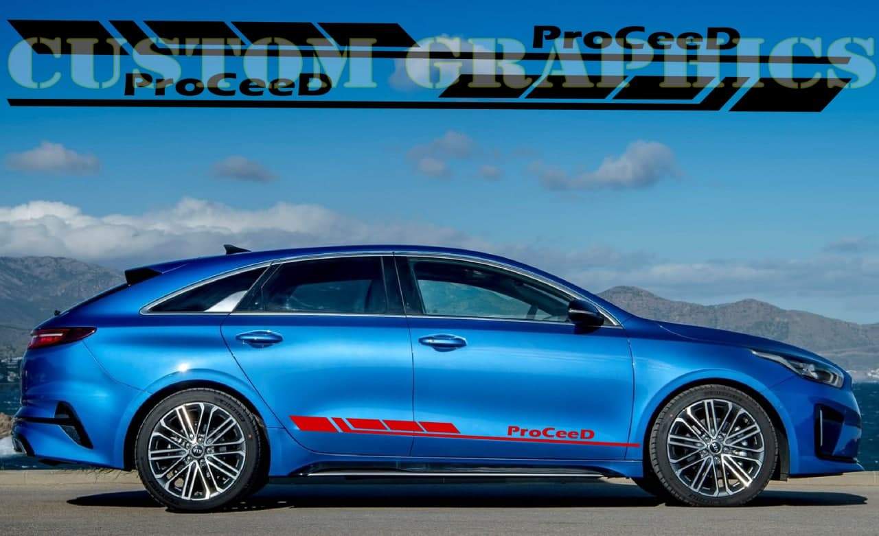 Vinyl Graphics Block Design Decal Sticker Vinyl Side Racing Stripes Compatible with Kia ProCeed