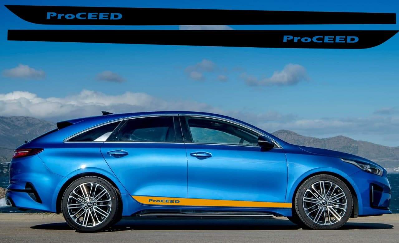 Vinyl Graphics Classic Design Decal Sticker Vinyl Side Racing Stripes Compatible with Kia ProCeed