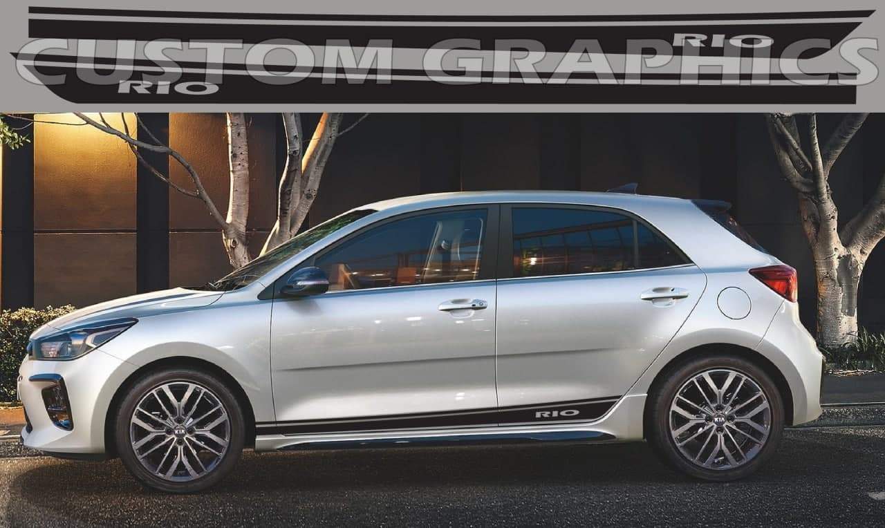 Vinyl Graphics Classic Design Decal Sticker Vinyl Side Racing Stripes Compatible with Kia Rio