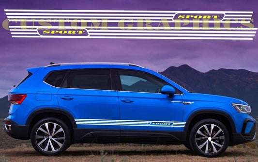Vinyl Graphics Classic Design Sticker Vinyl Side Racing Stripes Compatible With VW Taos