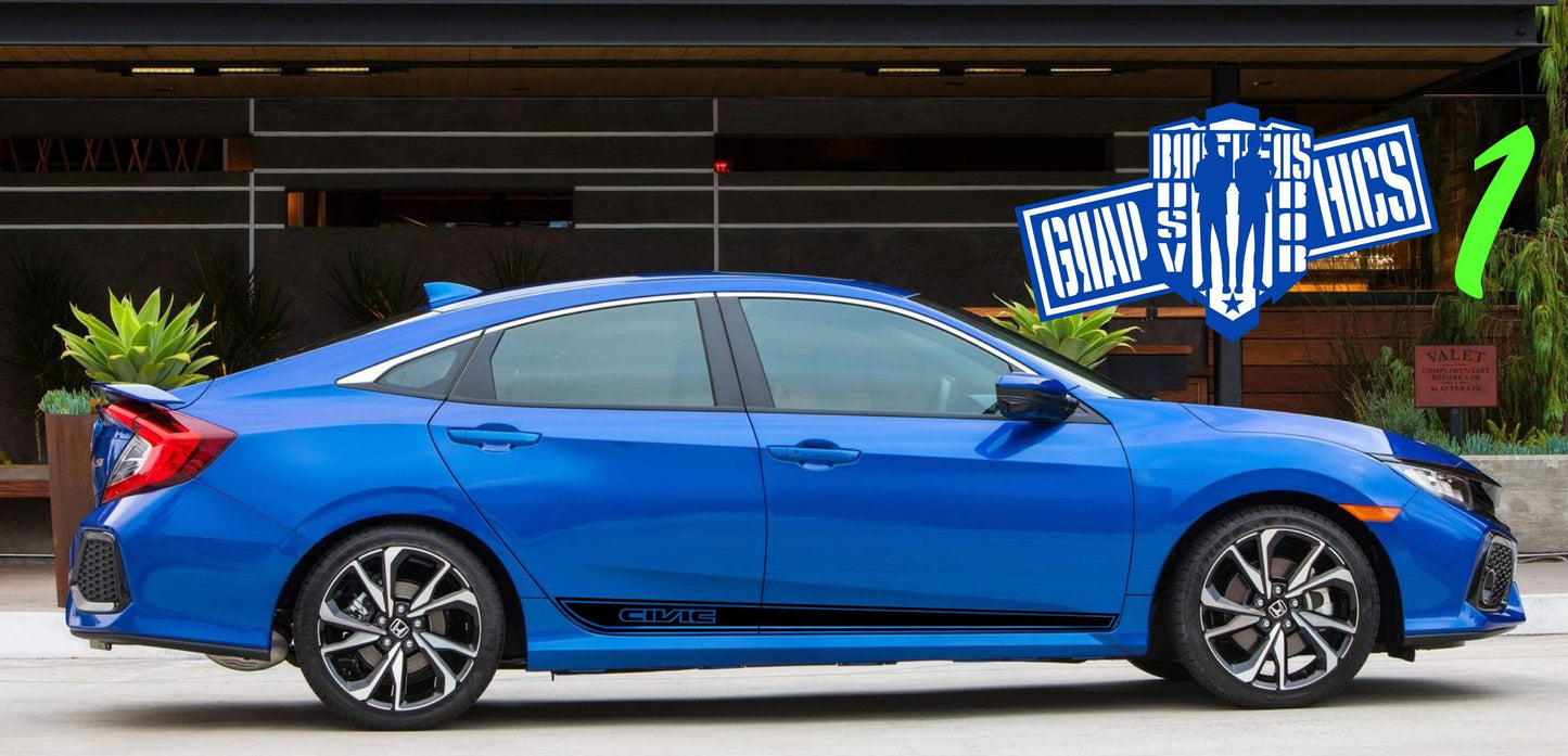Vinyl Graphics Classic Graphic Line Stickers Compatible With Honda Civic, All Models Size