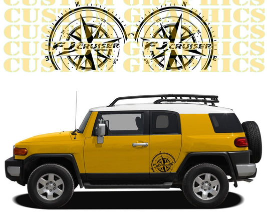 Premium Vinyl Sticker Compatible With TOYOTA FJ CRUISER Compass Design Exclusive car decals
