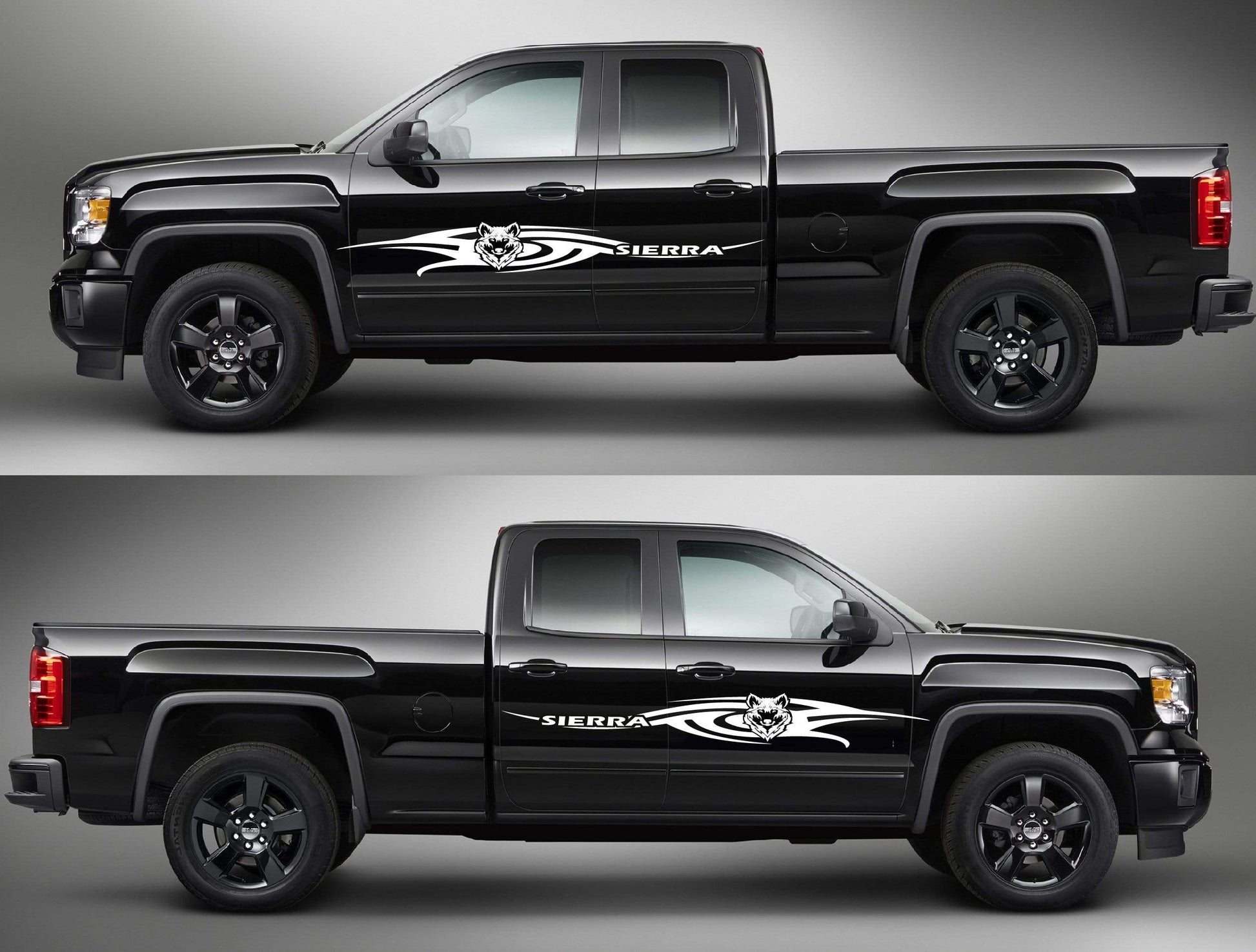 Premium Vinyl Sticker Compatible With GMC Sierra Tribal New Wolf Design