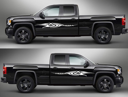 Premium Vinyl Sticker Compatible With GMC Sierra Tribal New Wolf Design