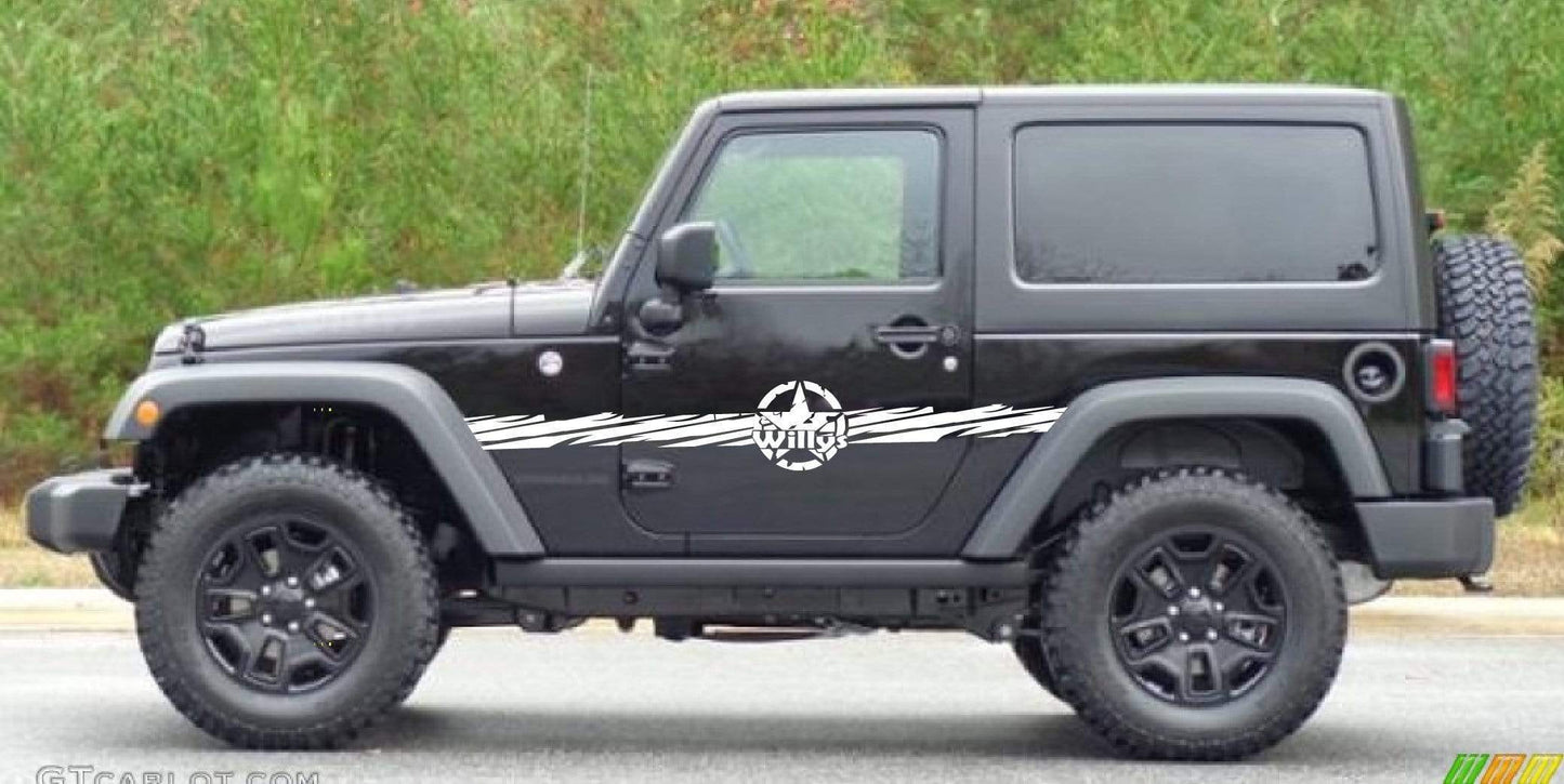 Custom Pair Decals Vinyl Stripes for Jeep Wrangler WILLYS - Brothers-Graphics
