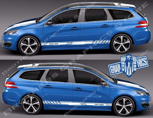Custom Racing Decal Sticker Side Door Stripe Stickers For Peugeot 308 SW - Brothers-Graphics