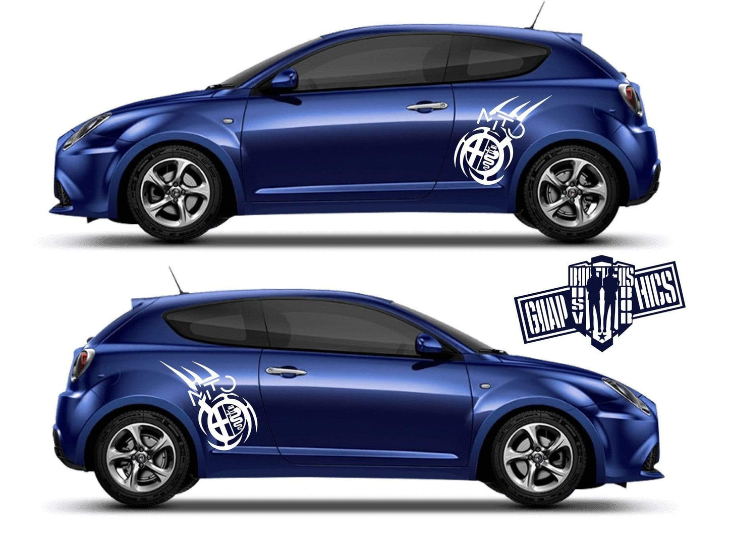Custom Racing Decal Sticker Side Door Stripe Stickers kit Alfa Romeo Mito - Brothers-Graphics