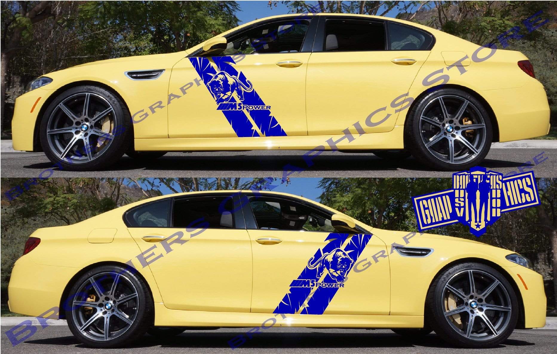 Decal Sticker Vinyl Side Racing Stripes for BMW M5 - Brothers-Graphics