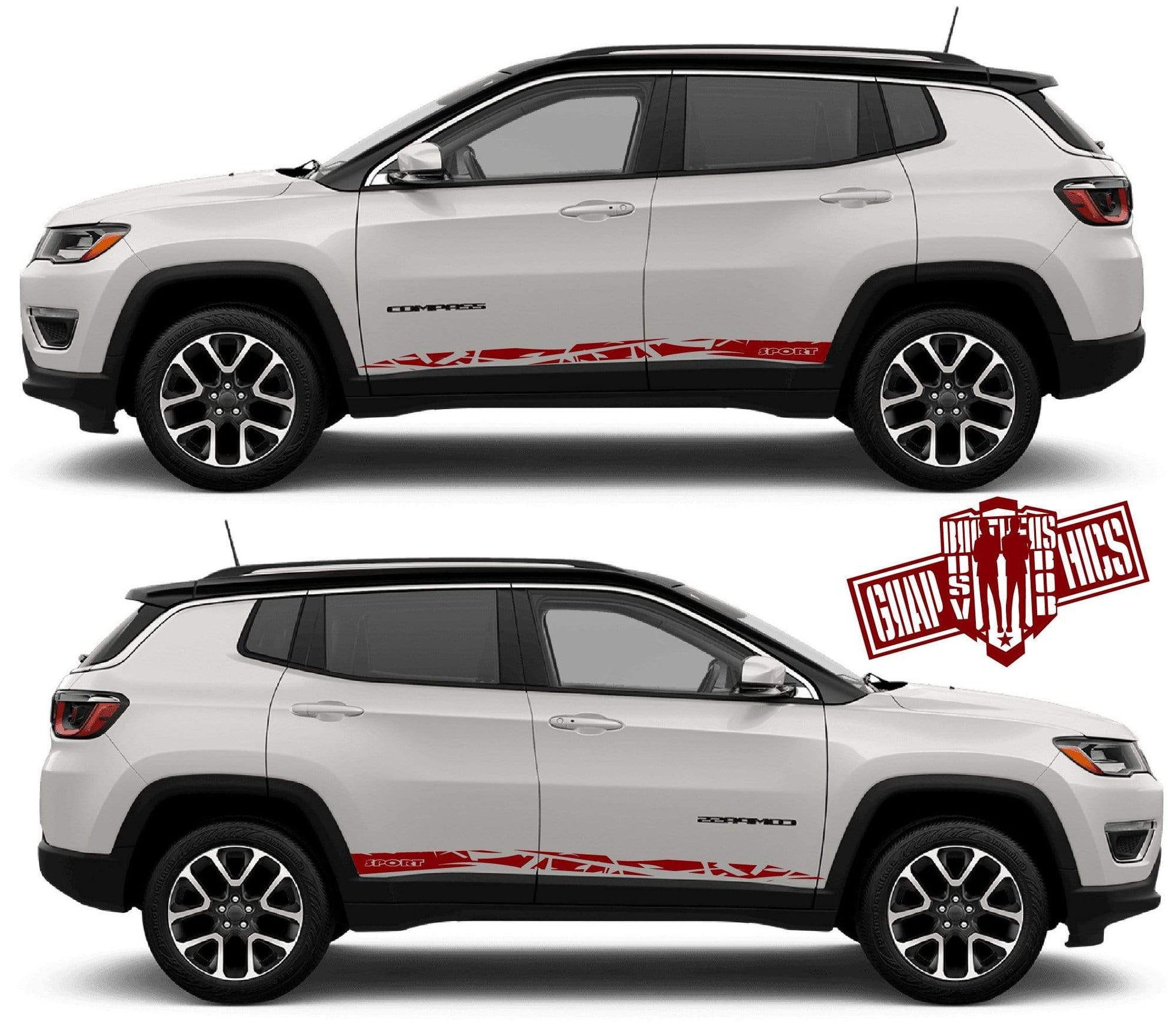 Decal Sticker Vinyl Side Racing Stripes for Jeep Compass - Brothers-Graphics