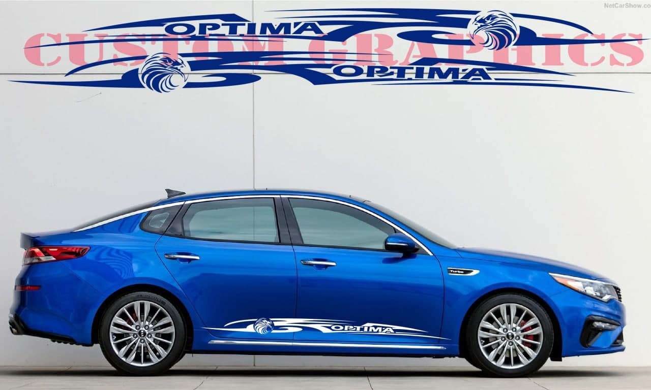 Vinyl Graphics Eagle Tribal Design Decal Sticker Vinyl Side Racing Stripes Compatible with Kia Optima