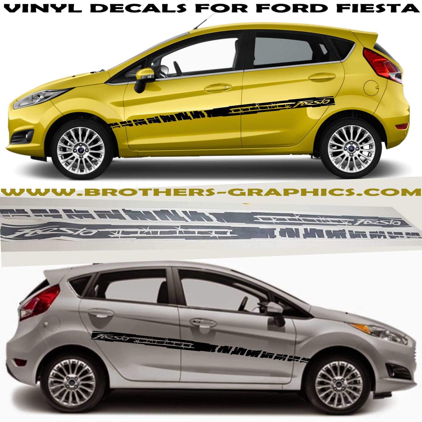 Premium Vinyl Stickers Compatible with Ford Fiesta Decorative car decals Unique Line Design