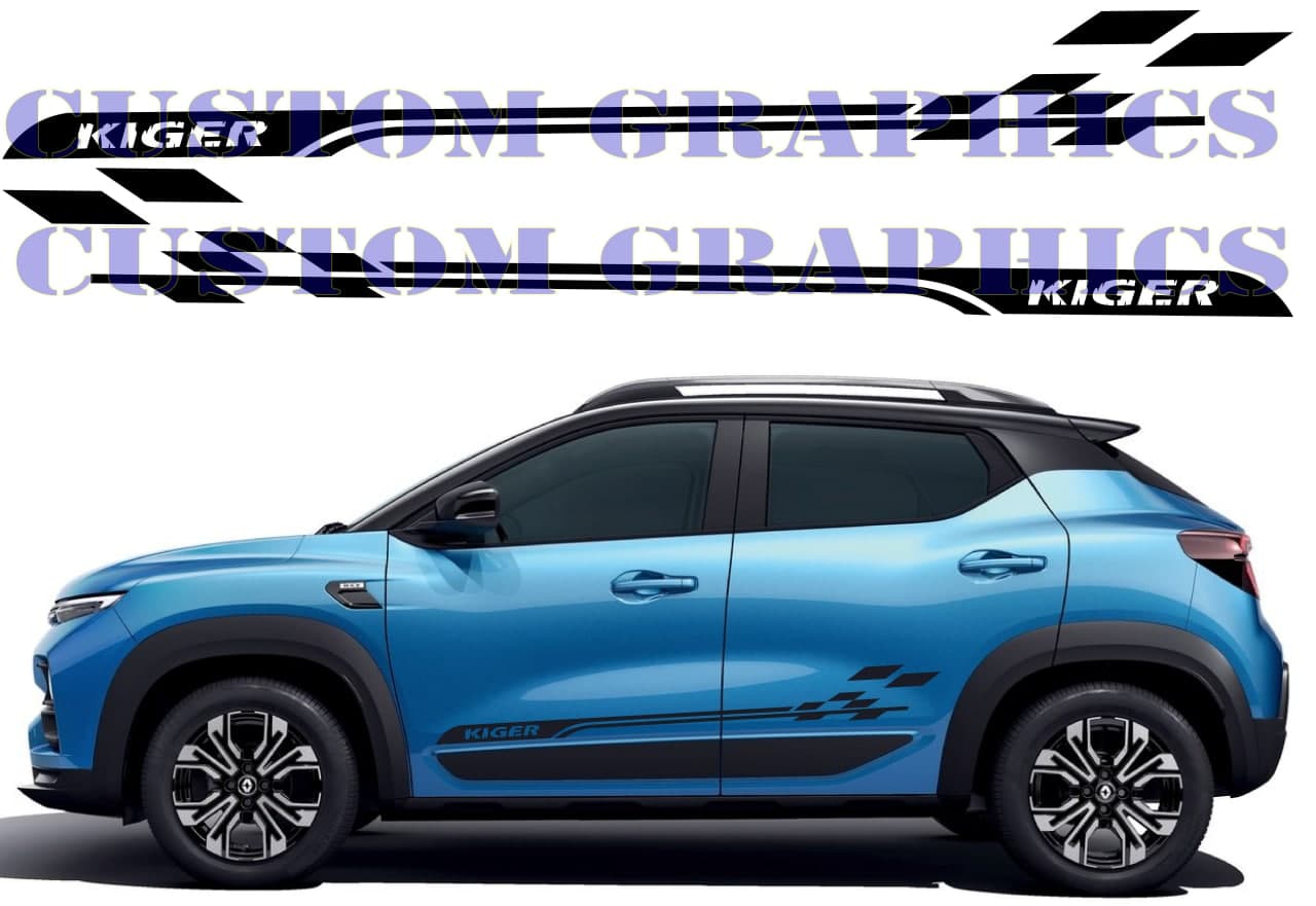 Vinyl Graphics Finish Line Design Graphic Racing Stripes Compatible with Renault Kiger