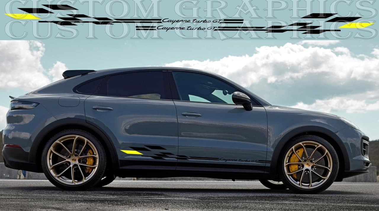 Vinyl Graphics Finish Style Design Vinyl Sticker Compatible With Porsche Cayenne Turbo GT 2022