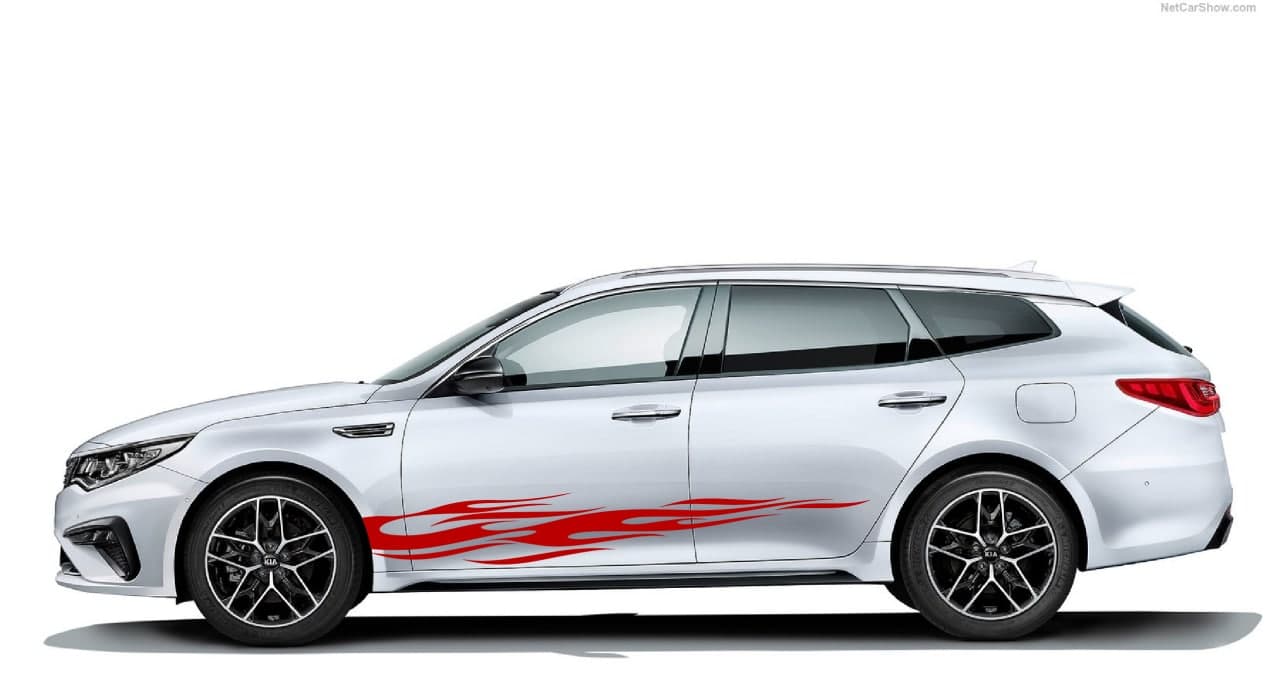 Vinyl Graphics Flame Design Decal Sticker Vinyl Side Racing Stripes Compatible with Kia Optima
