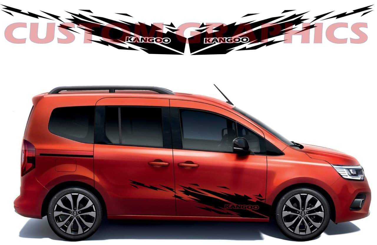 Vinyl Graphics Flame Design Graphic Racing Stripes Compatible with Renault Kangoo