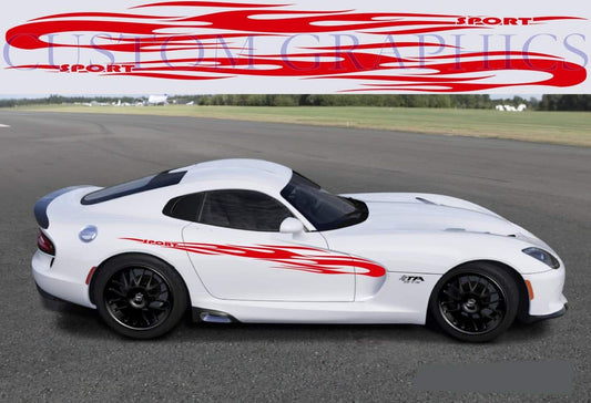 Vinyl Graphics Flame Line Graphic Vinyl Door Decal Racing Stripe stickers for Dodge Viper