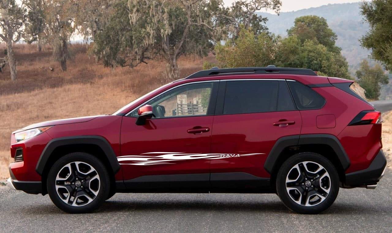 Vinyl Graphics Flame Logo Graphic Sticker Vinyl Side Racing Stripes Compatible with Toyota Rav4