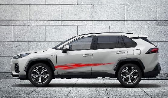 Vinyl Graphics Flame Logo Graphic Sticker Vinyl Side Racing Stripes Compatible with Toyota Rav4