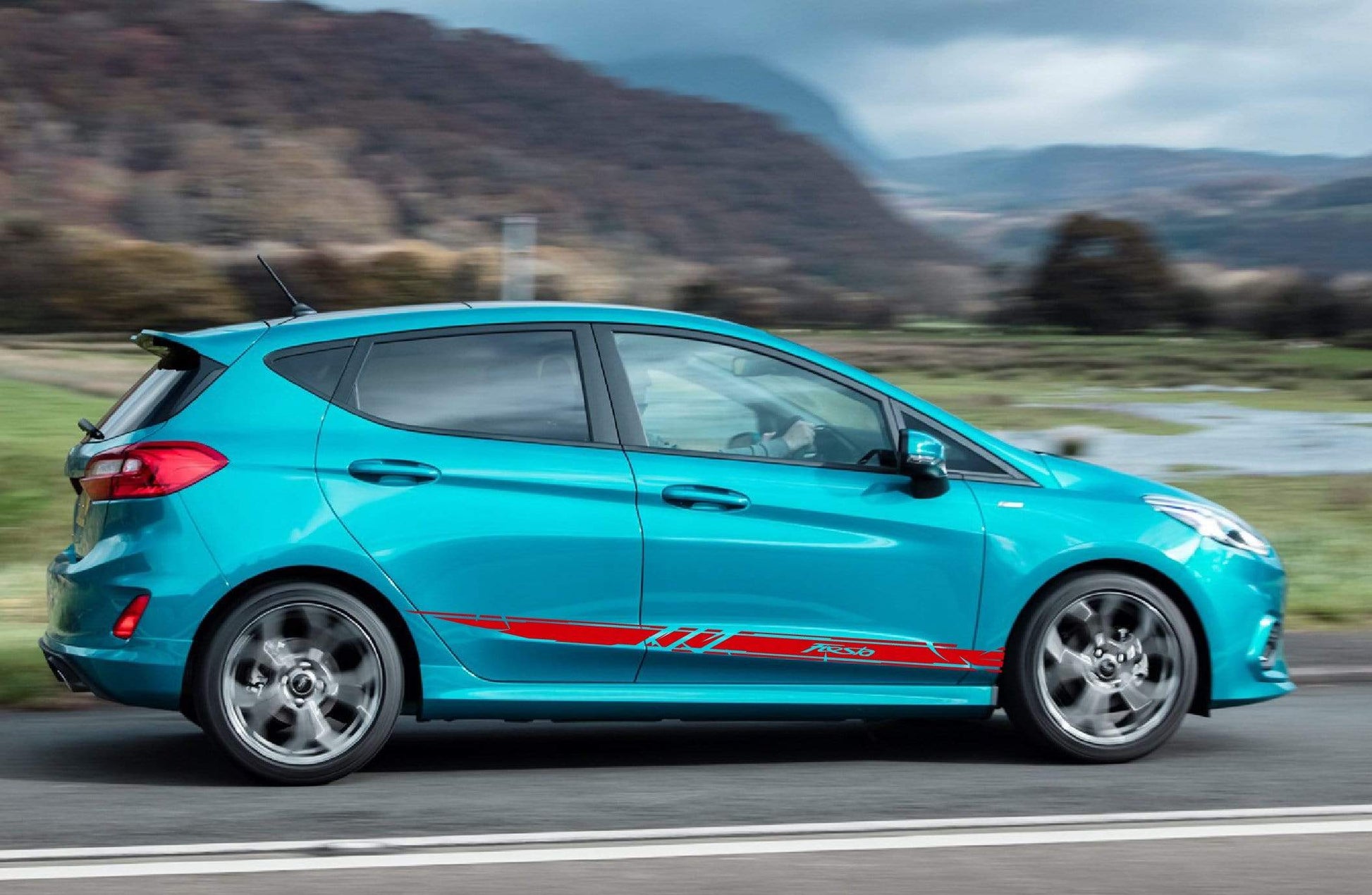 Premium Vinyl Stickers Compatible with Ford Fiesta Stylish Exclusive Auto Racing Line Design